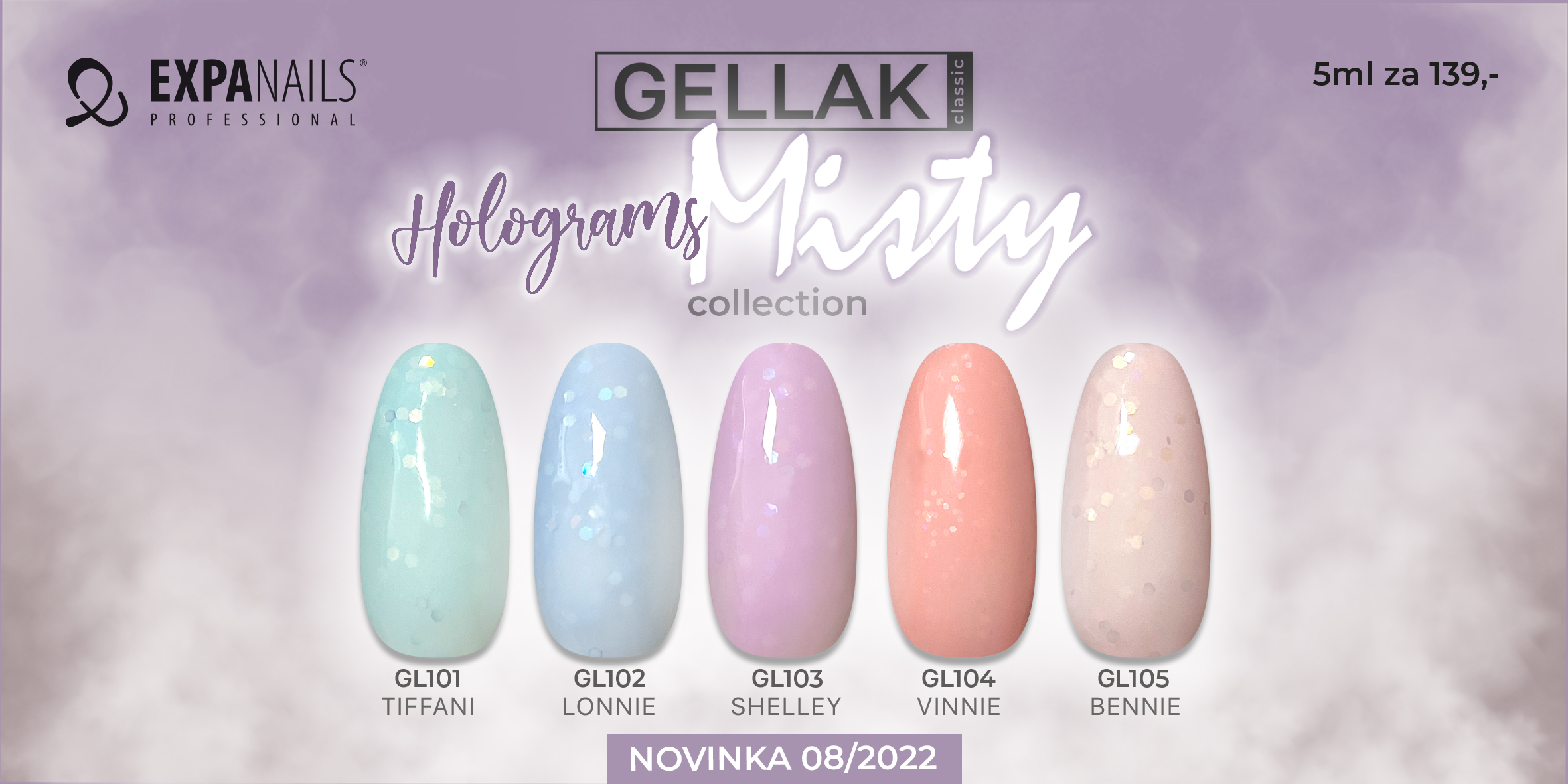 Gel laky Holograms & Flakes, Misty Collection
